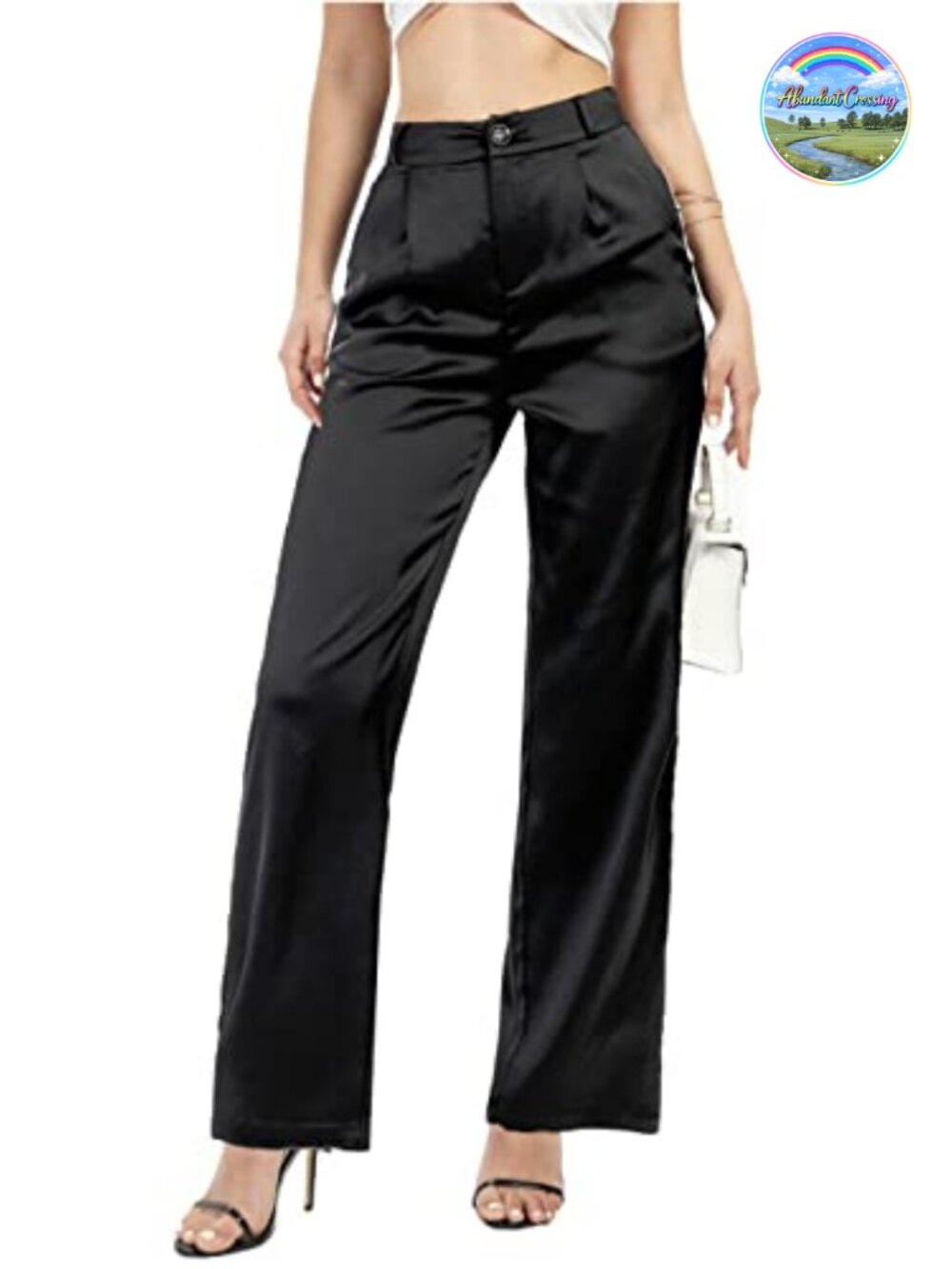 Women's Satin Wide Leg Palazzo Pants High Rise Pleated Dressy Trousers